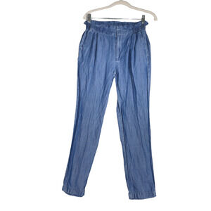 Calvin Klein Chambray Jogger Pants Womens Size 2 Blue High Rise Distressed